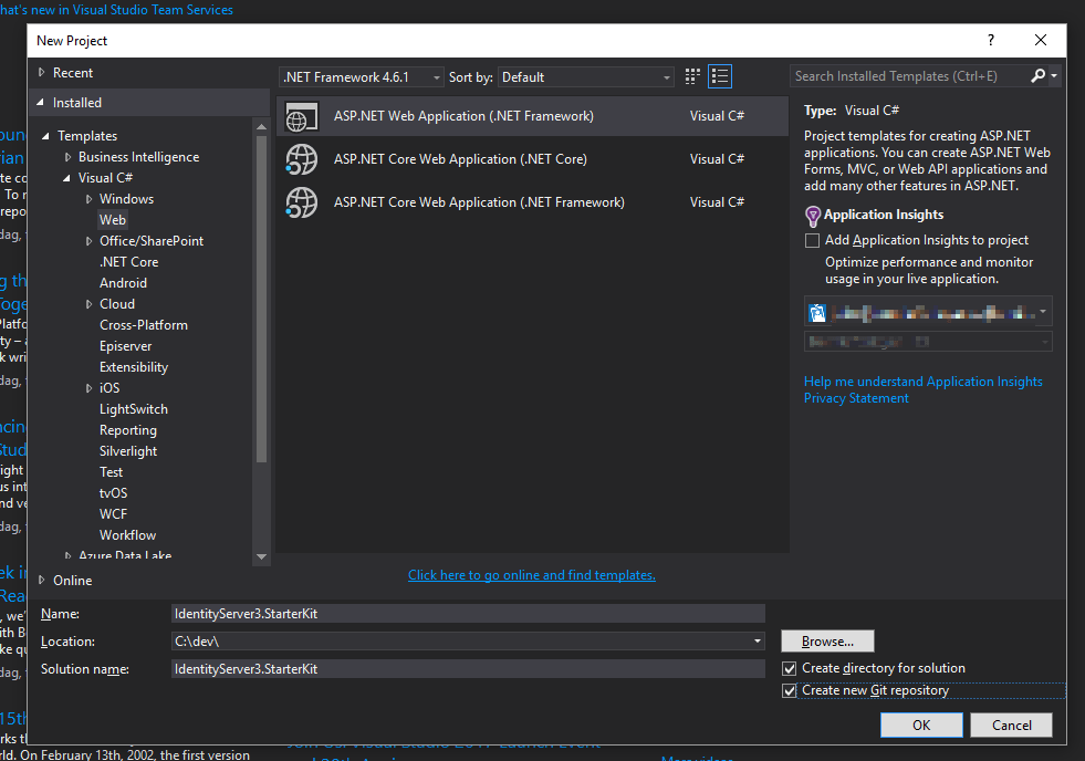 New identityserver 3 project in Visual Studio